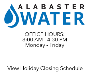 Alabaster Water Logo and Office Hours